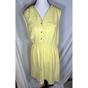 NWT Bright Yellow Sun Dress Sheer Sleeveless Size 12 H&M Above The Knee Party
